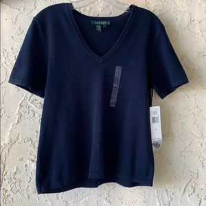 Lauren Ralph Lauren Navy Blue Short Sleeve Sweater